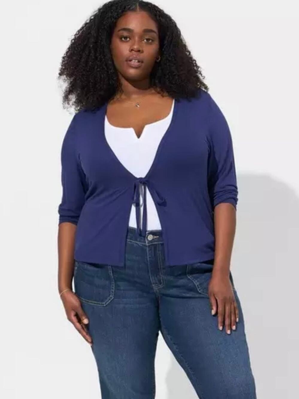 Torrid Super Soft Tie Front Cardigan Blue 5X NEW